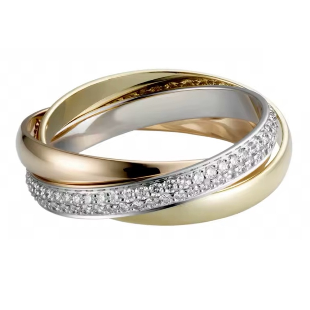 Trinity ring Size 8 Twisted 925
Silver 18K
white, yellow, rose gold plated